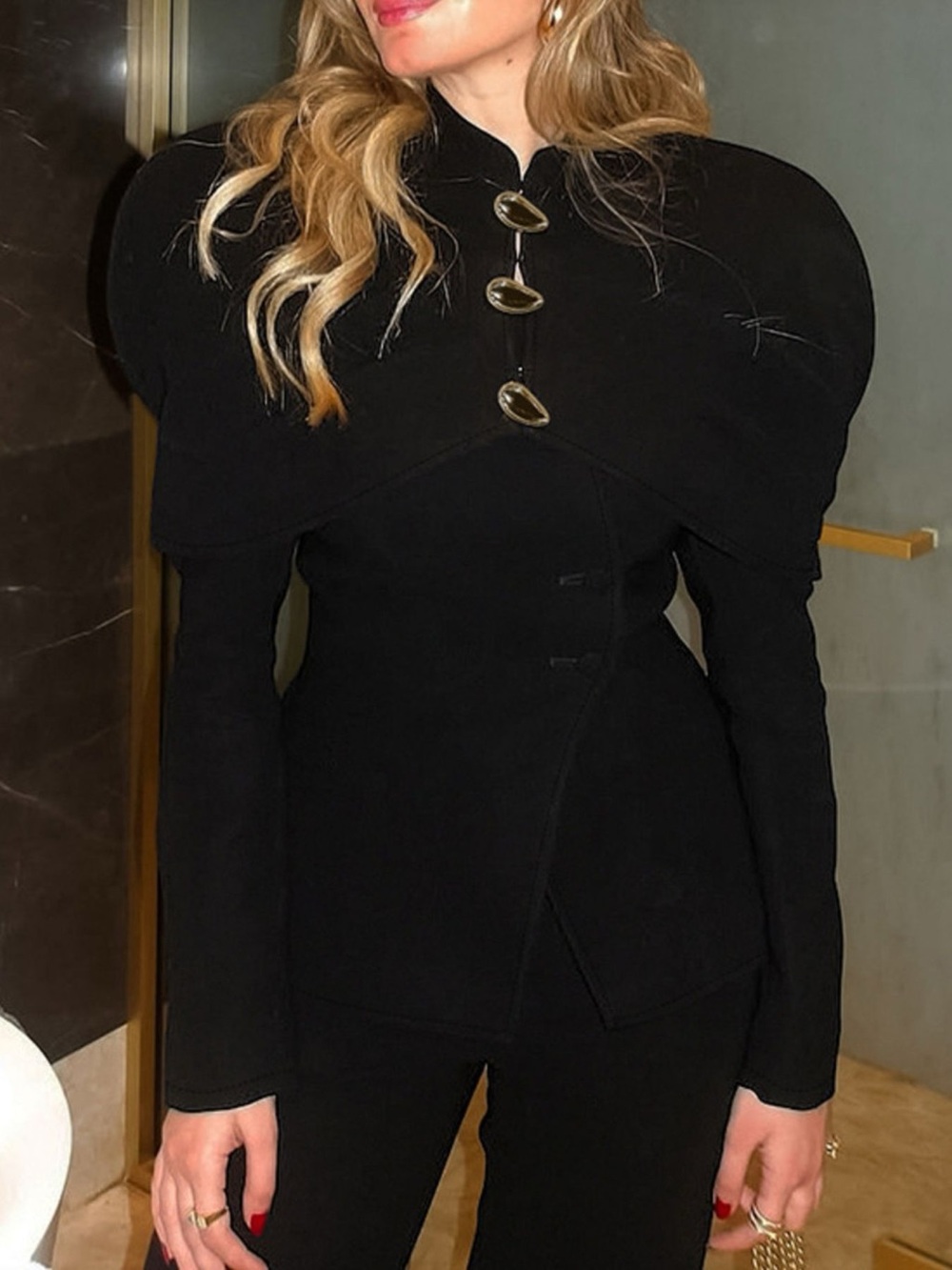 Cape-Style Button Up Outerwear - Picture 4 of 14